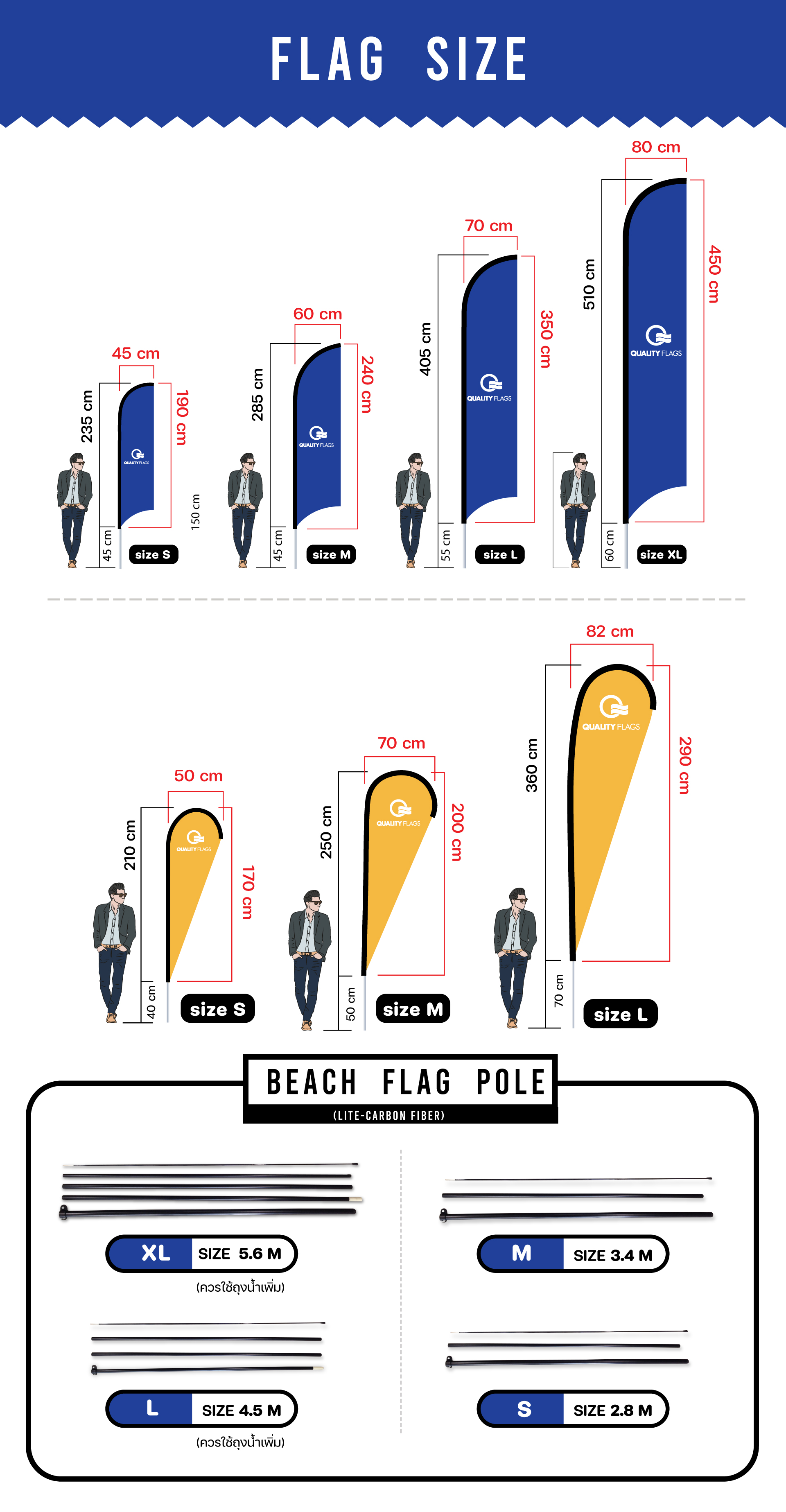 ธงชายหาดแบบlite Beach flag เสาไฟเบอร์ 